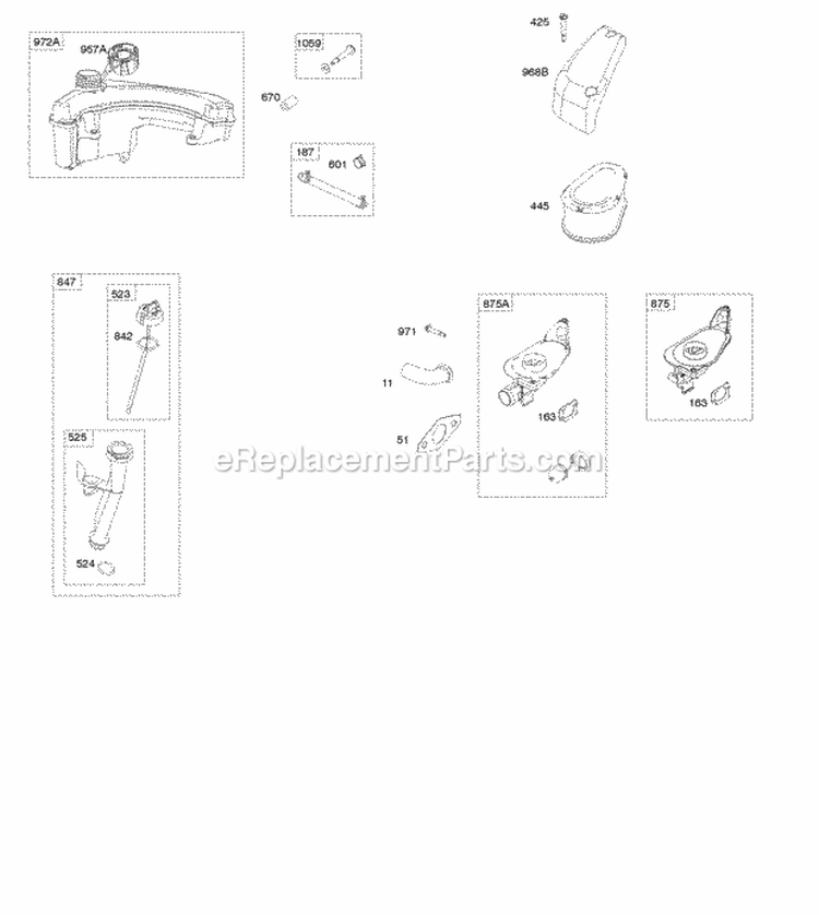 Air Cleaner Fuel Supply Lubrication Diagram and Parts List for 101602-0110-F8  Briggs and Stratton Engine